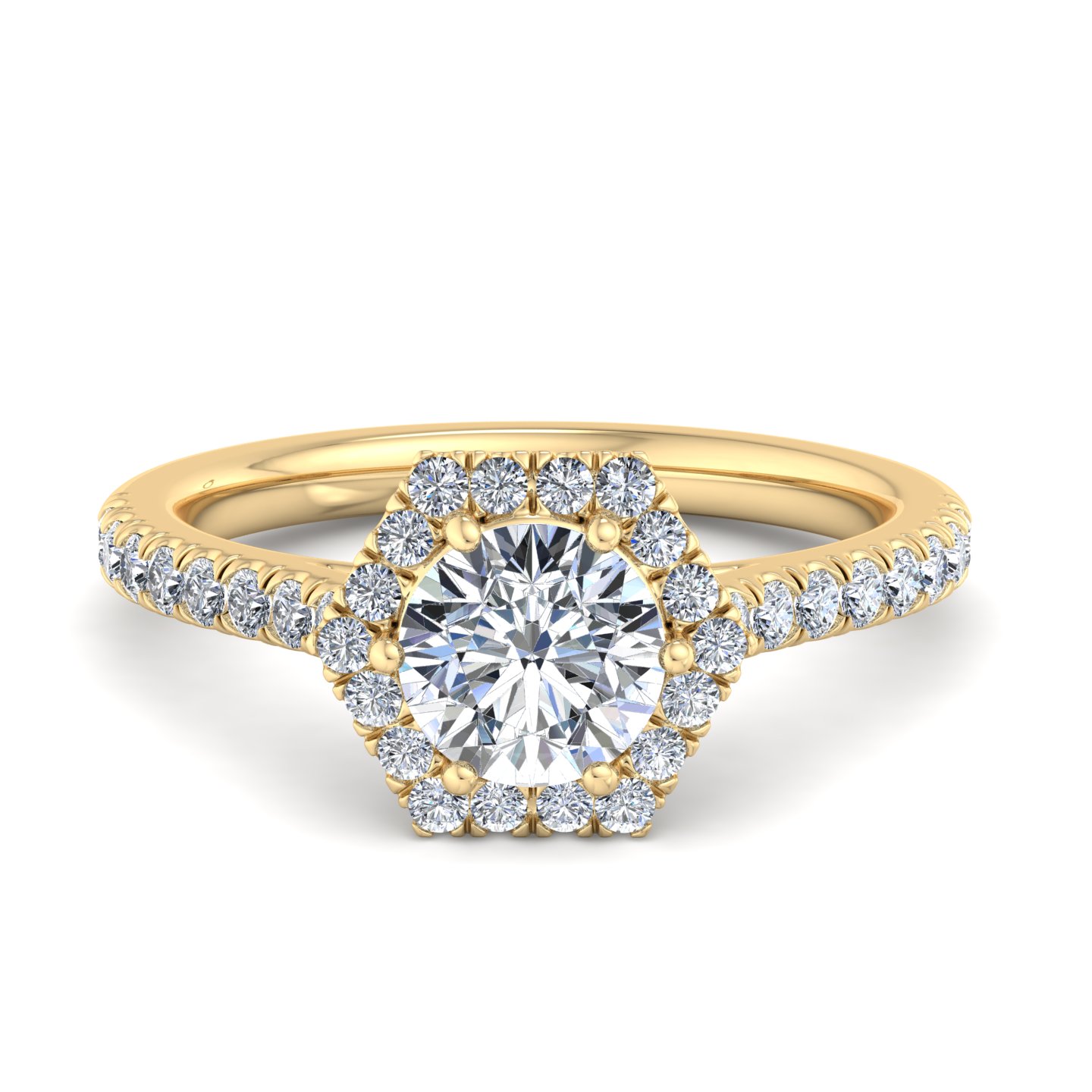 Lily Hexagon frame Halo Engagement Ring